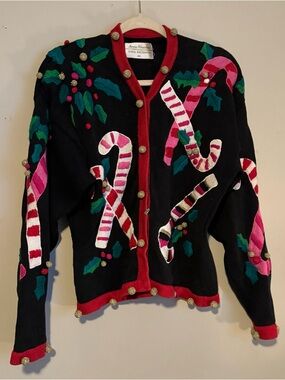 GUC Marisa Christina x Lisa Nichols Candy Cane Christmas Holiday Vintage Sweater